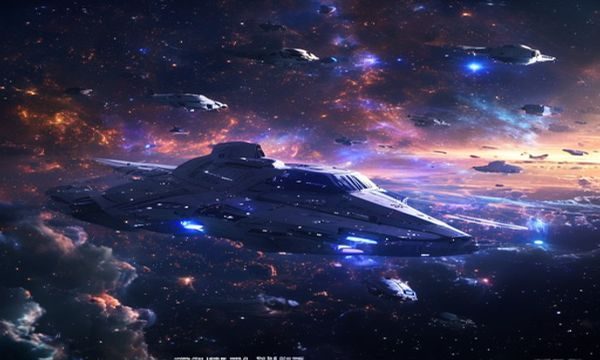 91片库本周编辑推荐头号大片，宏大科幻场景，星际飞船在深邃宇宙中穿越星云，画面震撼光效绚烂
